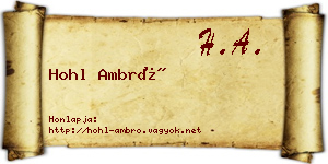 Hohl Ambró névjegykártya